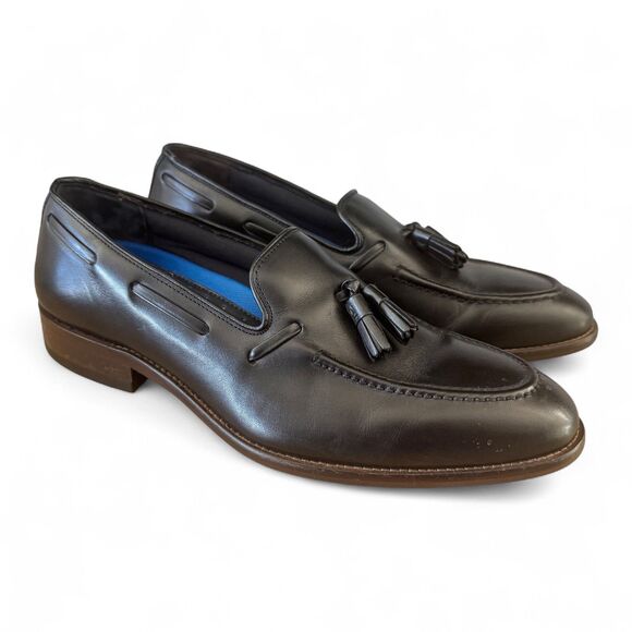 Johnston & Murphy 59-3605 Tassel Loafers Men’s 9M Black Leather Slip-On Shoes - Picture 1 of 11